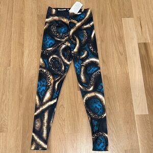 BlackMilk Blue and Gold Tentacle Leggings